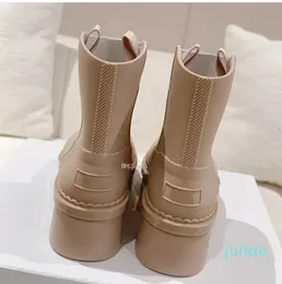 Women Rubber Booms Foam المقنن أحذية الكاحل منصة سميكة أسفل TPU Rainboots