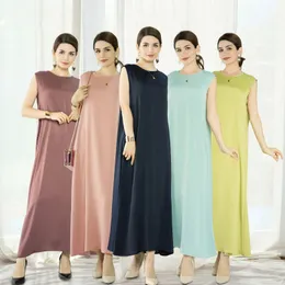 Basic Casual Dresses Arrival Women Slip Dress Inner Basic Sleeveless Maix Dress Satin Abaya Islamic Clothing 230928