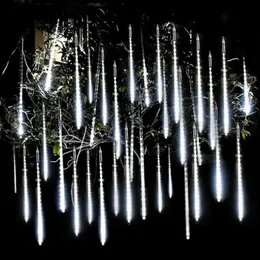 Christmas Decorations 8 Tubes Meteor Shower Rain Led String Lights Street Garlands Christmas Tree Decorations for Outdoor Year Fairy Garden Lights 230927