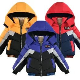 Piumino Giacca invernale Spessa Patchwork caldo Cerniera con cappuccio Ragazzi Capispalla infantile Bambini Bambino Autunno Abbigliamento casual per 25 anni 230928