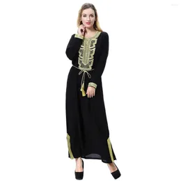 민족 의류 라마단 아바야 카프탄 이슬람 긴 소매 아플리케 라운드 목 맥시 드레스 사우디 아랍 레이디 세포 로브 여성 무슬림