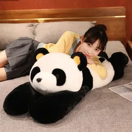 Plush Dolls 120CM Cute Giant Long Panda Bear Plush Lie Prone Posture Stuffed Animal Doll Toy Pillow Cartoon Kawaii Dolls Girls Kids Gifts 230927