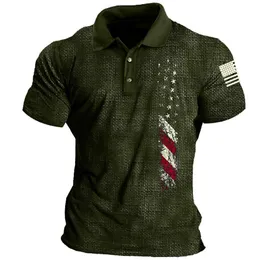 DIY Clothing Customized Tees & Polos Dark green national flag Men's Short Sleeve Button Printing Casual Pullover Polo Shirt