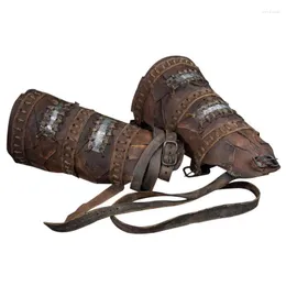 Knäskydd armskydd cosplay läder gauntlet steampunk vambrace manschett justerbar långstilspolsare medeltida rustning dräkt för män