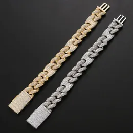 Cuba Bracelet Quality Hip-Hop Bracelet Full Diamond Bracelet Micro Cubic Zirconia Men Jewelry Copper Plating14k Gold Fashion270r