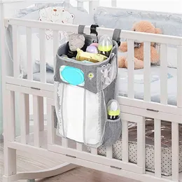 Bolsa de almacenamiento colgante para cama de bebé, organizador para cuna con luz nocturna, bolsas de pañales para bebés, ropa de cama infantil Nursing263H