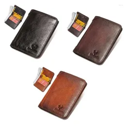 Portfele zabytkowe karty blokujące portfel dla mężczyzn stylowa torebka monety krótkiej
