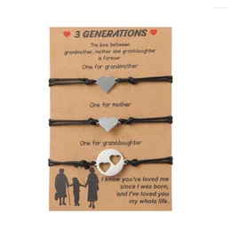 Charm Bracelets 3 Pcs/set 2023 Jewelry Handmade Weave Leather Peach Heart For Women Vintage Cuff Adjustable Bracelet Pulseras