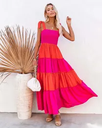 Podstawowe sukienki swobodne Elegancka dama wieczór lato Seksowna koronkowa moda moda długa sukienka Resort na plaży Sxl
