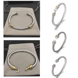 Pulseira cabo pulseiras dy pulsera designer jóias mulheres homens sier ouro pérola cabeça x em forma de punho pulseira david y jóias presente de natal 5mm