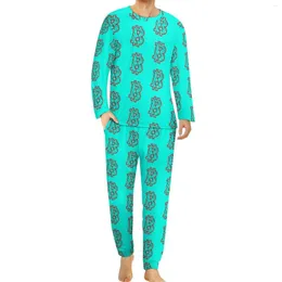 Erkekler Placowe B Tiger Pijama Sonbahar 2 Parçalar Sanal Para Birimi Kawaii Set Erkekler Uzun Kollu Uyku Özel Ev Takım Büyük Boyut