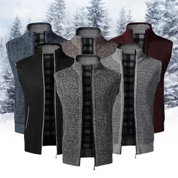 Autumn Winter Men's Wool Sweater Vest Thick Warm Casual Sleeveless Jackets Sweatercoat Cashmere Male Knitted Fleece Vest263i
