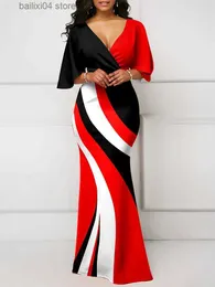 Urban Sexy Dresses 2023 Sommerkleider für Frauen, bedruckt, V-Ausschnitt, kurze Ärmel, Rüschenärmel, Kleid, Vestidos de Mujer, lässig, elegant, Maxi-Robe, weiblich, T230928