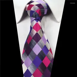 Lenços xadrez gravatas para homens 8cm de largura gravatas ternos de casamento poliéster seda gravatas negócios corbatas
