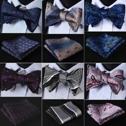 Taschentücher Männer Mode Designer Woven Party Hochzeit Business Selbst BowTie Plaid Paisley Fliege Taschentuch Set #G8