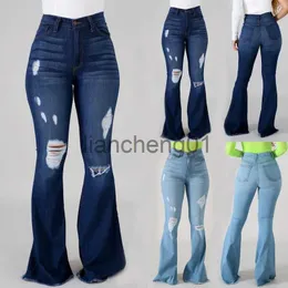 Jeans da donna 2023 Nuovi jeans svasati strappati a vita alta per le donne Moda Slim Hip Lift Pantaloni in denim elasticizzato Pantaloni casual femminili da strada S-3XL x0928