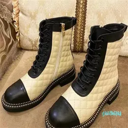 Designer -Luxury Classic Fashion Leather Color Matching Lace Up Low Heel Knight 2024