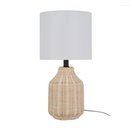 Tischlampen 18" geflochtene Rattanlampe mit natürlichem Finish für Schlafzimmer