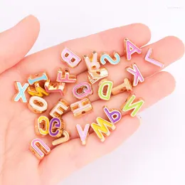 Charms 10Pcs 26 Letters A-Z Beads Colorful English Alphabet Gold Tone Spacer Bead Bracelet Jewelry Making Handmade DIY Accessories