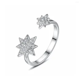 Cluster Rings LUOTEEMI Trendy Sparkling Cubic Zirconia Star Adjustable Finger For Gilrs Cute Tiny CZ Paved Women Ring Open Gifts