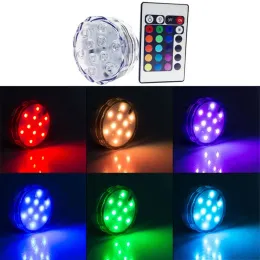 Umlight1688 2 estilos com controle remoto, 10 LED submersível LED RGB à prova d'água luz LED operada por bateria luz para vaso de festa de casamento 12 LL