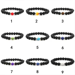 9 cores lava rock frisado corrente pulseira difusor de óleo essencial pedra chakra charme pulseira para mulheres moda aromaterapia artesanato 12 ll