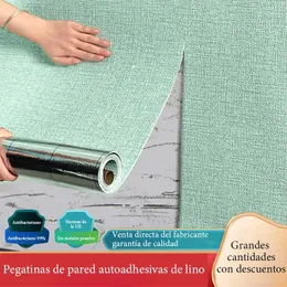 Adesivos de parede Papel de parede de linho autoadesivo à prova d'água à prova de umidade e resistente a mofo 3D Decoração de sala de estar para casa 230928