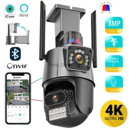 CCTV -lins 8MP 4K WiFi Camera Dual Lens Security Protection Waterproof Security CCTV Video Surveillance Camera Police Light Alarm IP Camera YQ230928