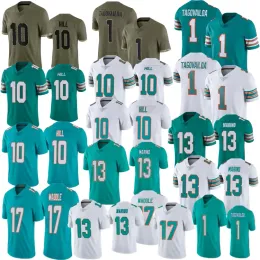 Mężczyźni 10 Tyreek Hill Football Jerseys 13 Dan Marino 17 Jaylen Waddle 1 Tua Tagovailoa koszulka 9.28