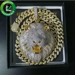 Mens Iced Out Hip Hop Chain Lion Pendant Luxury Designer Necklace Hiphop Jewelry 18K Gold Plated Chains Pendants Diamond Cuban Lin247Z