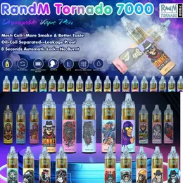 Original UTCO RandM Tornado 7000 Puff Disposable Vape Pen Electronic Cigarettes 14ml Pod Mesh Coil Glowing Colors Rechargeable 10 pack bar puff 9000 12000 12k vapes