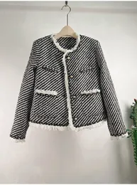 919 l 2023 milão pista outono outwear feminino manga longa casaco tripulação pescoço casaco botão preto branco roupas de moda das mulheres mans