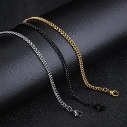 Fashion Classic Basic Punk Stainless Steel Necklace for Men Women Link Chain Chokers Vintage Black Gold Tone Solid Metal 20213407