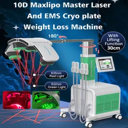 Non-invasive Liposuction Machine 10D Maxlipo Master Laser Fat Reduce Anti Cellulite Cold Laser Lipolaser Body Contouring Device With 4 EMS Cryotherapy Plates