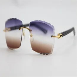 Whole Latest Sunglasses 3524012 Black Plank Rimless glasses Fashion High Quality Male and female engraving lens C Decoration231U