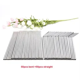 Wholes 100pcs lot Metal Straws Reusable High Quality 304 Stainless Steel Drinking Tubule 267mm 6mm E-co friendly Bent Straws251e