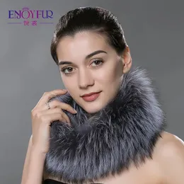 Scarves ENJOYFUR Women scarves for winter natural silver fur scarf warm collar brand fashion shawl female 230928