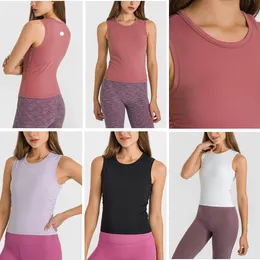 LU-655 Mujeres lululemenlyCamisetas de entrenamiento Traje Fiess Chaleco sexy Secado rápido Transpirable Doblar la cintura Tops Gimnasio Corto Sin mangas Slim Fit Camiseta deportiva sin mangas