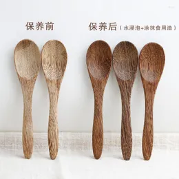 Spoons Kitchen Tableware Specialty Spoon Japanese Style Wood Long Handle Baby Honey 3pc/lot