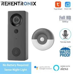 Doorbells Smart Home WiFi przewodowe wideo do drzwi 1080p HD Tuya Doorbell z kamerą bezpieczeństwa dwukierunkowe wsparcie rozmów Alexa Home Doorbell YQ230928