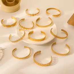 Moda Bangle Vintage Otwarta regulowana bransoletki ze stali nierdzewnej dla kobiety kreatywne projektantki luksusowe złotą biżuterię