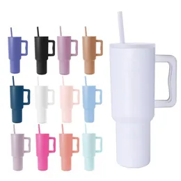 Customized 40oz Tumbler with Handle and Straw Lid Stainless Steel Water Bottle Vacuum Insulated Thermos Cup Car Coffee Mugs 925