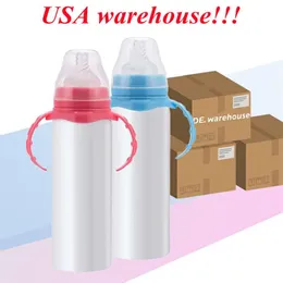 local warehouse sublimation 8oz sippy cup baby bottle straight tumbler stainless steel kids cup double wall travel mug308M
