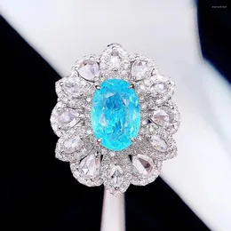 Klusterringar aigs hjy ren 18k guld smycken real paraiba turmaline ädelstenar 2.61CT diamanter certifikerade hänghalsband