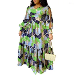 Vêtements ethniques Robes Maxi africaines pour femmes Printemps Eté Manches longues O-Cou Polyester Impression Robe Party S-3XL