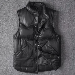 Gilet da uomo Inverno caldo Gilet da uomo Gilet Gilet in vera pelle Senza maniche Weskit Papà Slim Fit Uomo grande e alto Pelle di pecora Autunno