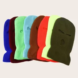 Beanieskull Caps Black White 3 Hole Full Face Ski Mask Balaclava For Men Women Army Tactical CS Windproof Knit Beanies Winter Warm 230927
