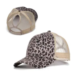 Ball Caps 5 Style Leopard Print High Ponytail Ball Cap Kobiety Snapback Letni czapka czapka Kobieta moda Hats swobodny regulowany czapka x0928