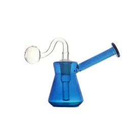 1pcs Small 14mm Female Glass Oil Burner Bong Water Pipe Hookahs Oil Dab Rig 5MM Thickness Recycler Ashcatcher Bongs with 14mm Male Glass Oil Burner Pipes