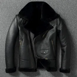 Men's Leather Faux Leather Thick Wool Warm Coat Diagonal Zip Fur Collar Men's Leather Jacket Black Winter Coat European Size 230927